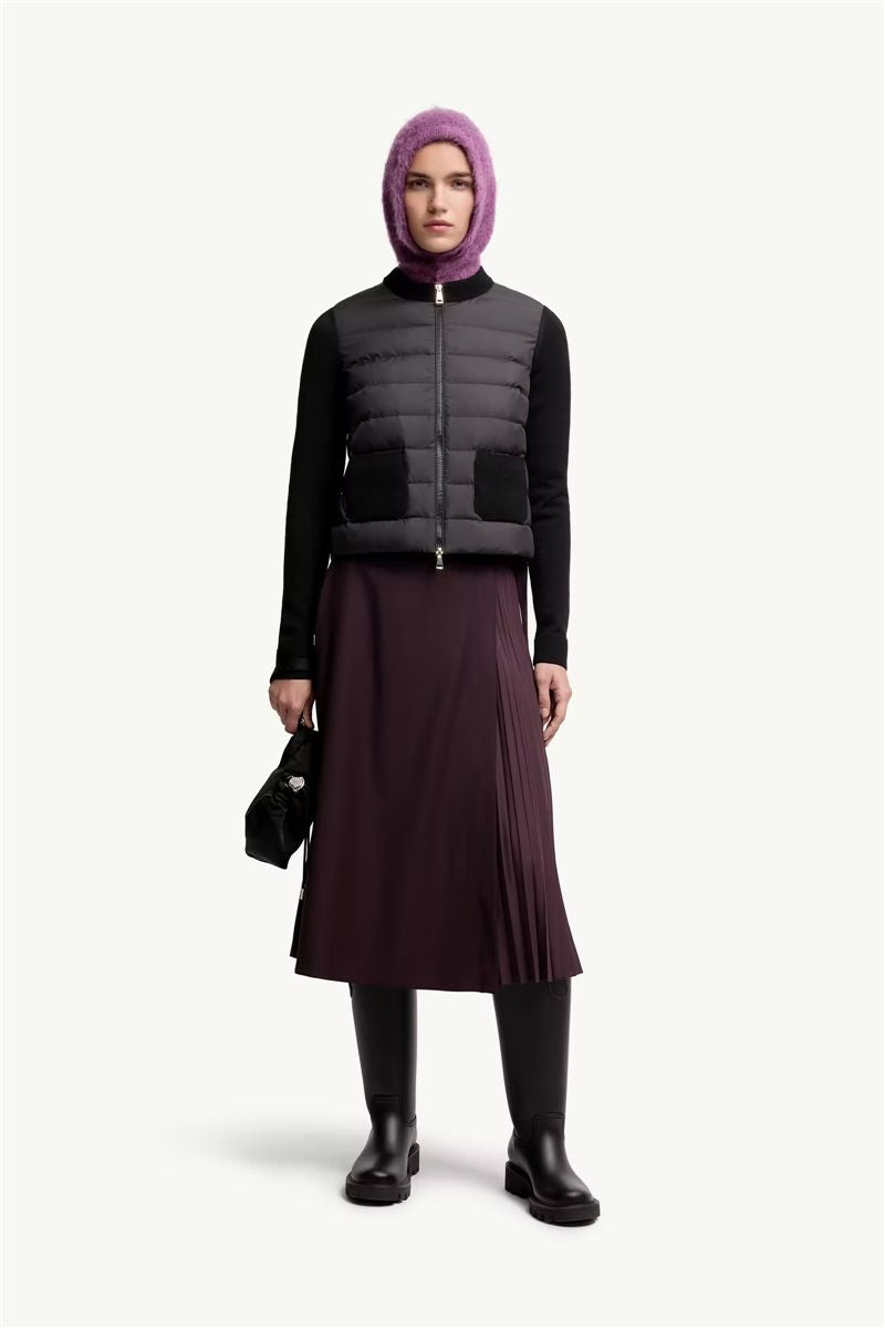 Wool padded zip-up cardigan-MONCLER-Verso