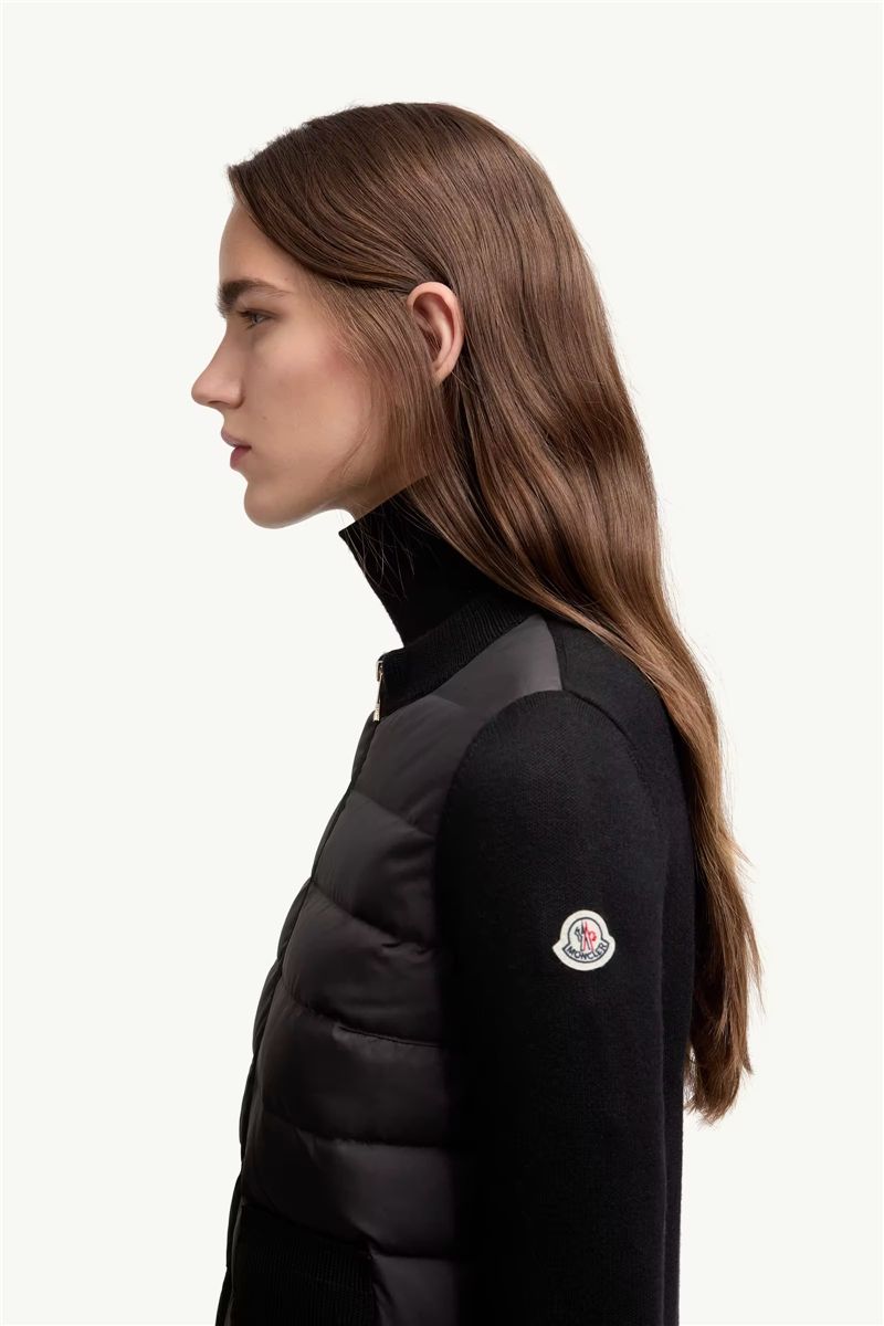 Wool padded zip-up cardigan-MONCLER-Verso