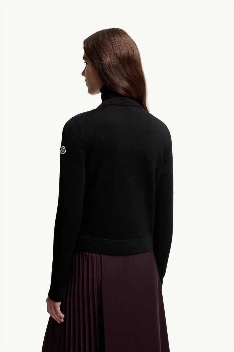 Wool padded zip-up cardigan-MONCLER-Verso