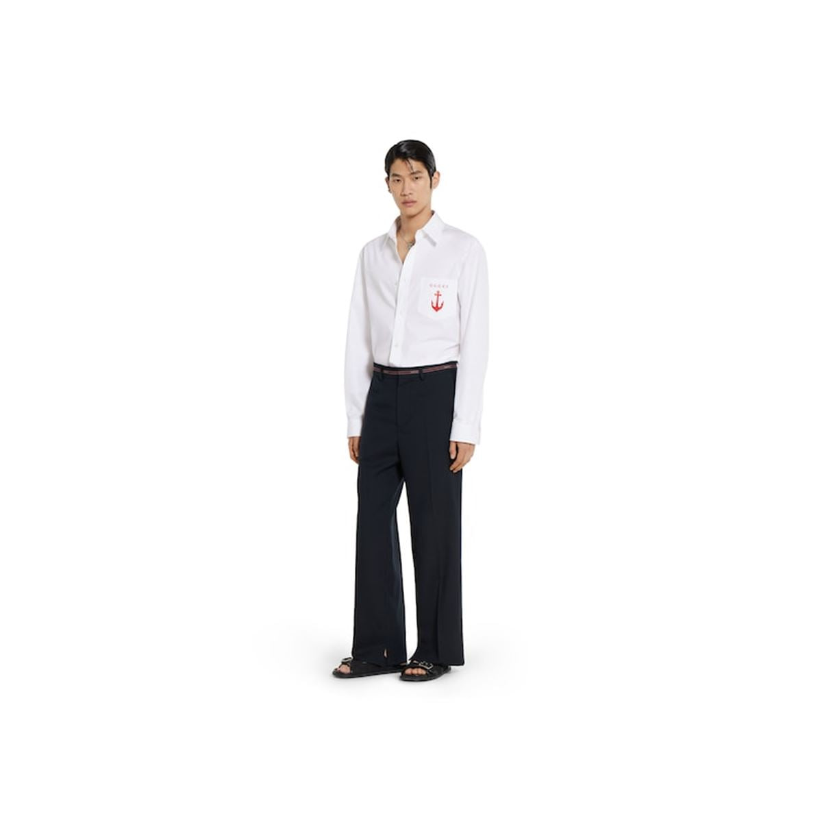 WOOL PANT WITH SELVEDGE DETAIL-GUCCI-Verso