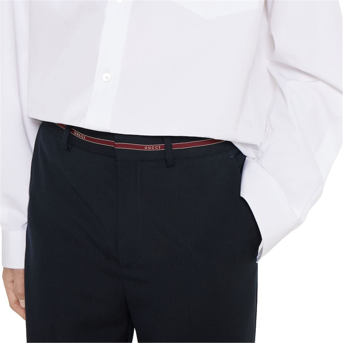 WOOL PANT WITH SELVEDGE DETAIL-GUCCI-Verso
