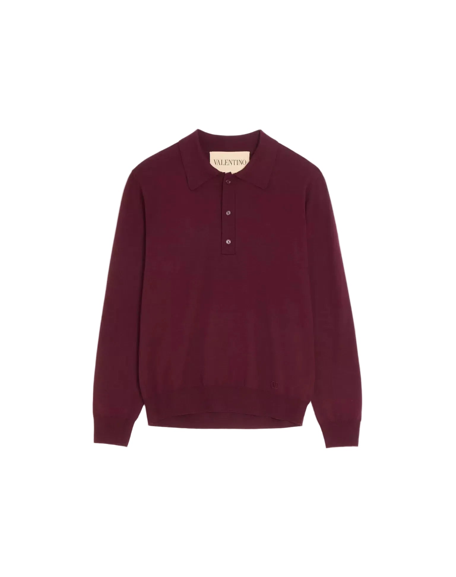 Wool Polo With VLogo Embroidery-VALENTINO-309328-M-Verso