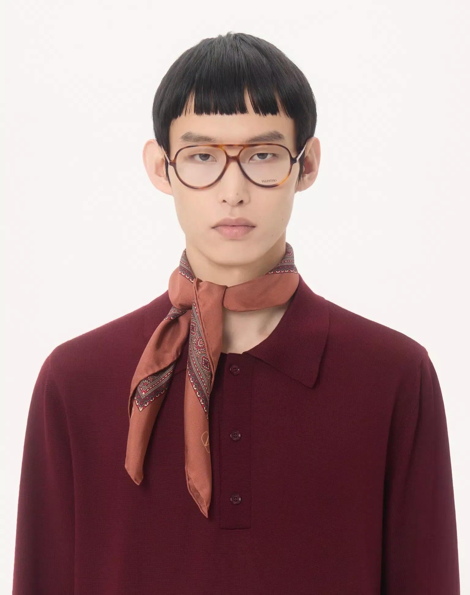 Wool Polo With VLogo Embroidery-VALENTINO-Verso