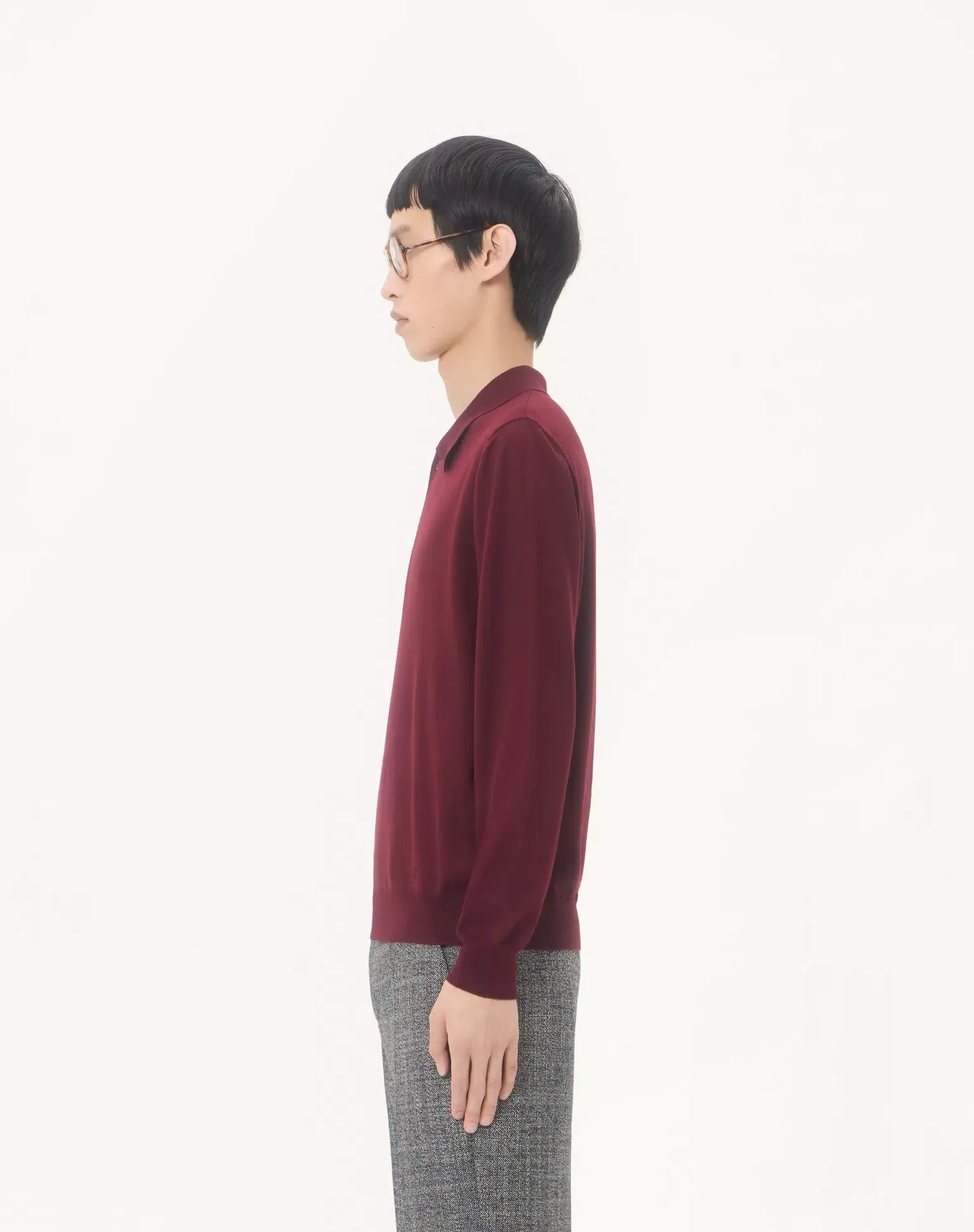 Wool Polo With VLogo Embroidery-VALENTINO-Verso