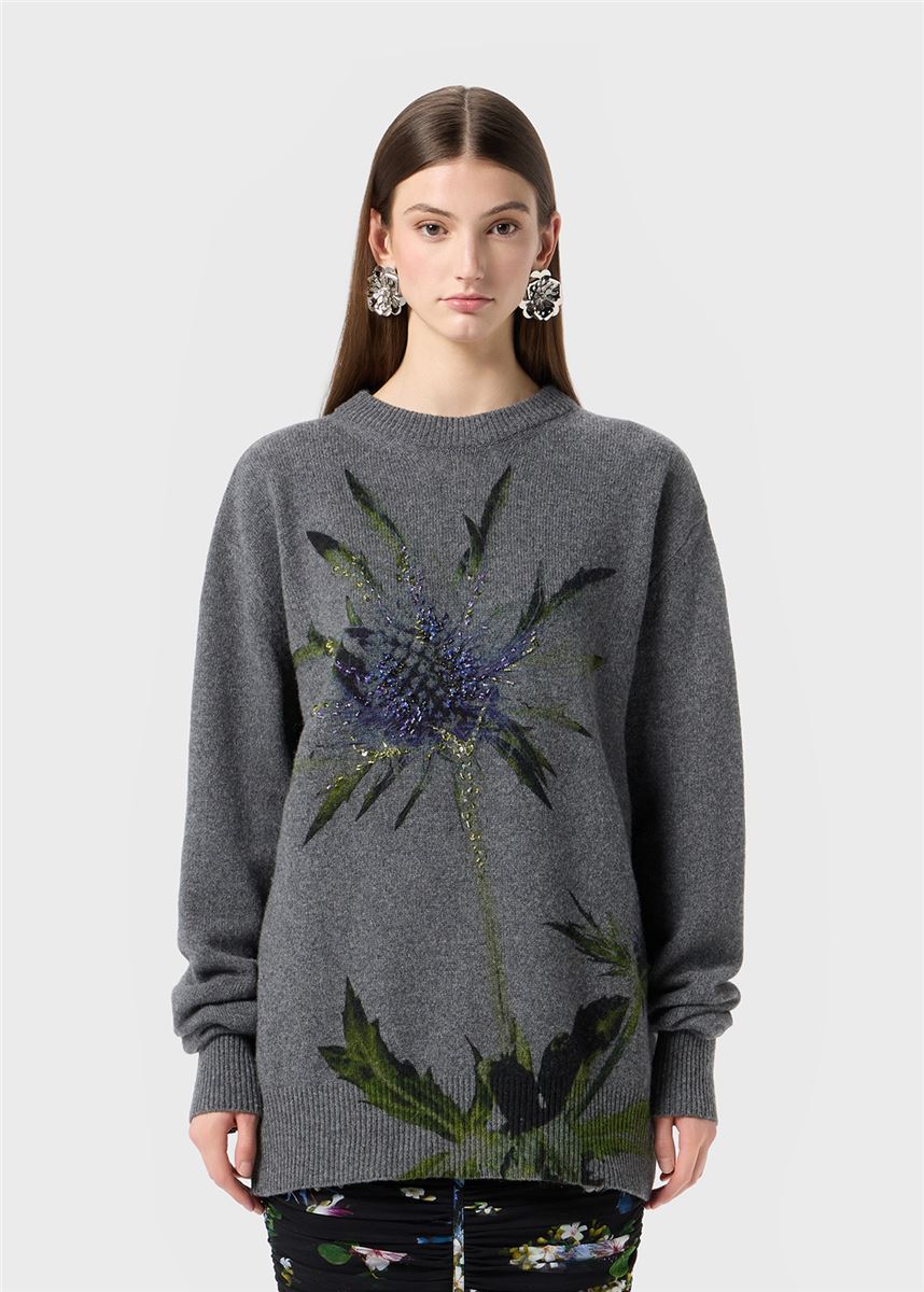wool printed sweater with embroidery-BLUMARINE-Verso