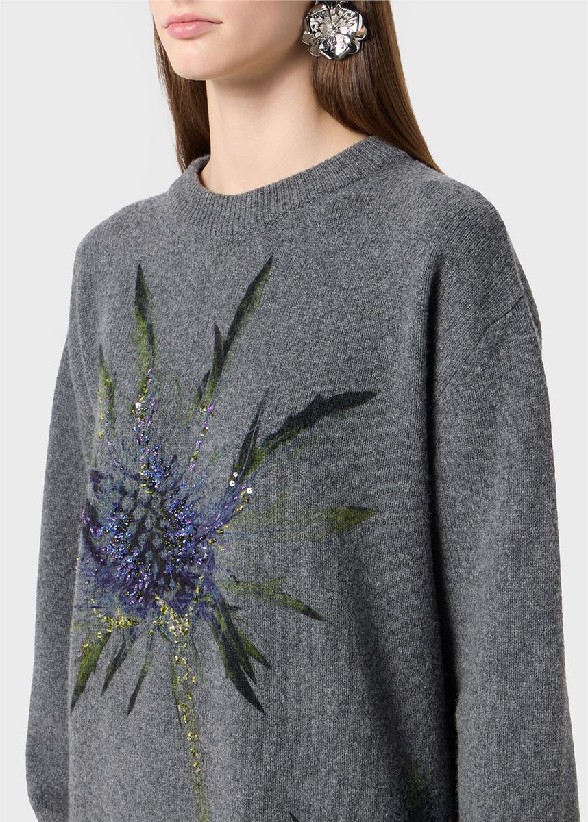 wool printed sweater with embroidery-BLUMARINE-Verso