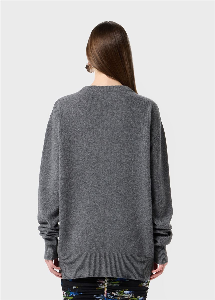 wool printed sweater with embroidery-BLUMARINE-Verso