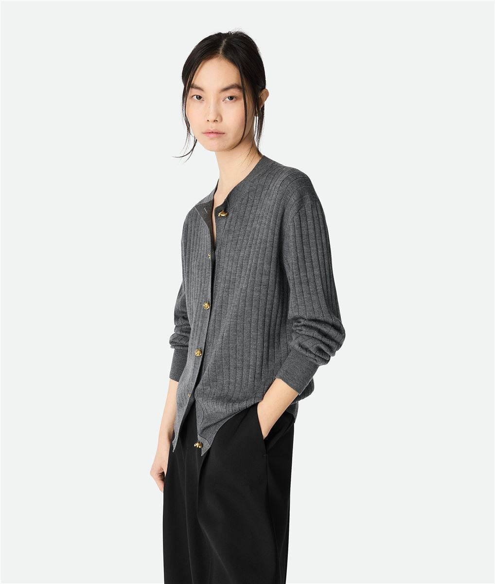 WOOL RIB CARDIGAN-BOTTEGA VENETA-Verso