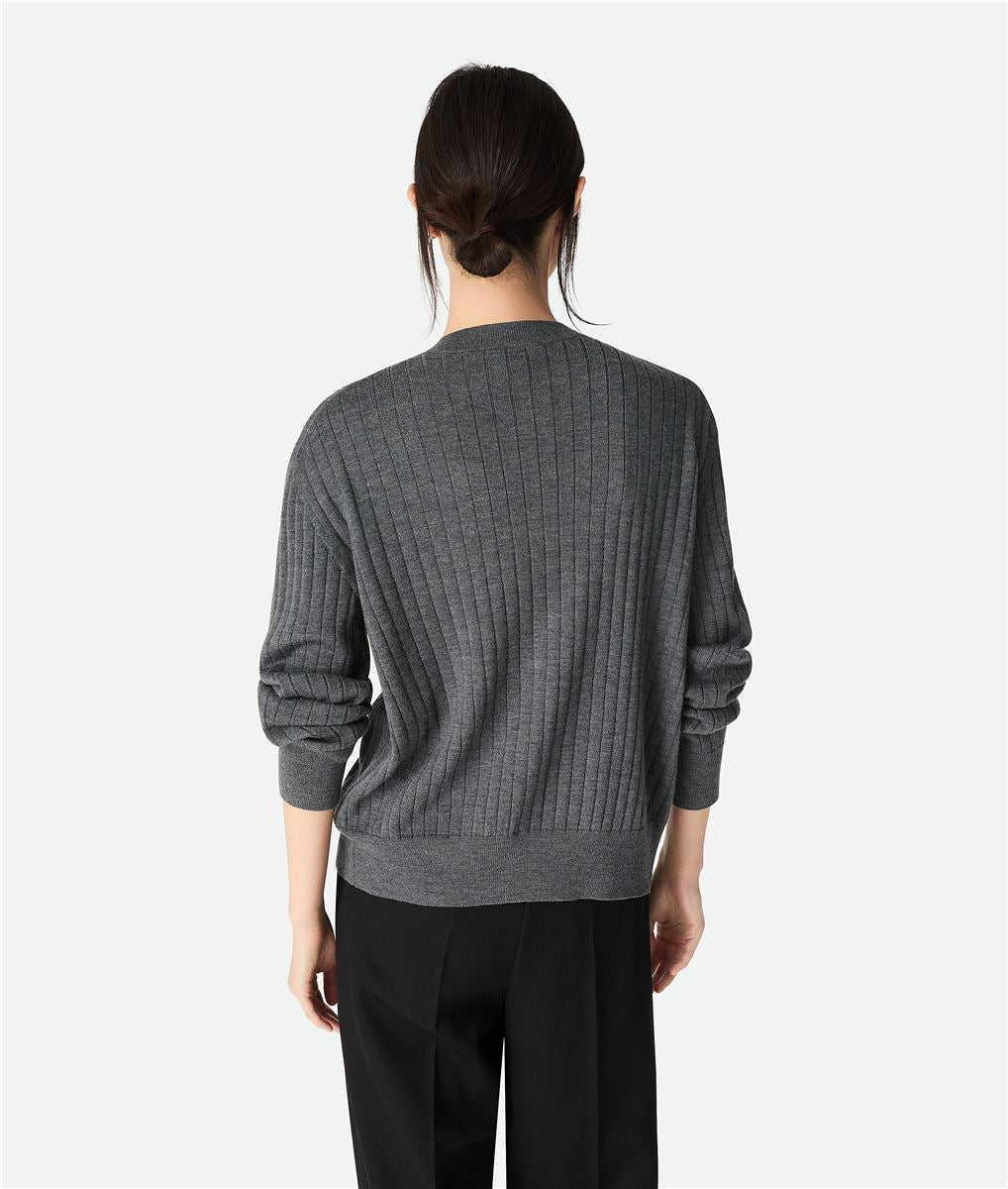 WOOL RIB CARDIGAN-BOTTEGA VENETA-Verso