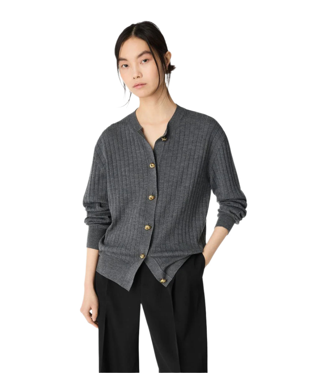 WOOL RIB CARDIGAN-BOTTEGA VENETA-Verso
