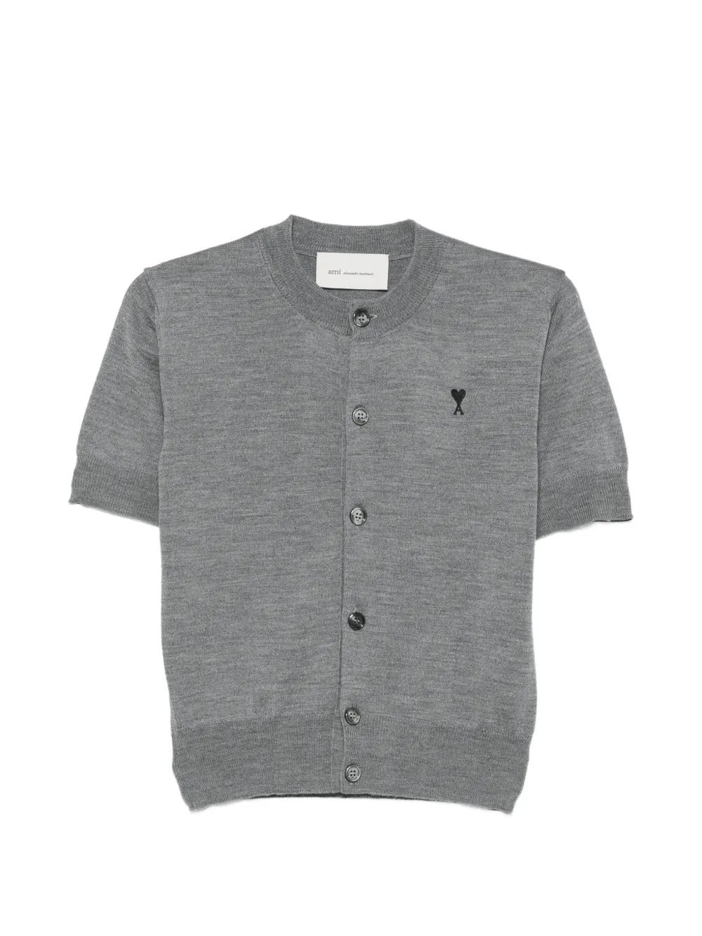 Wool short-sleeve cardigan with ami de coeur-AMI-312072-S-Verso