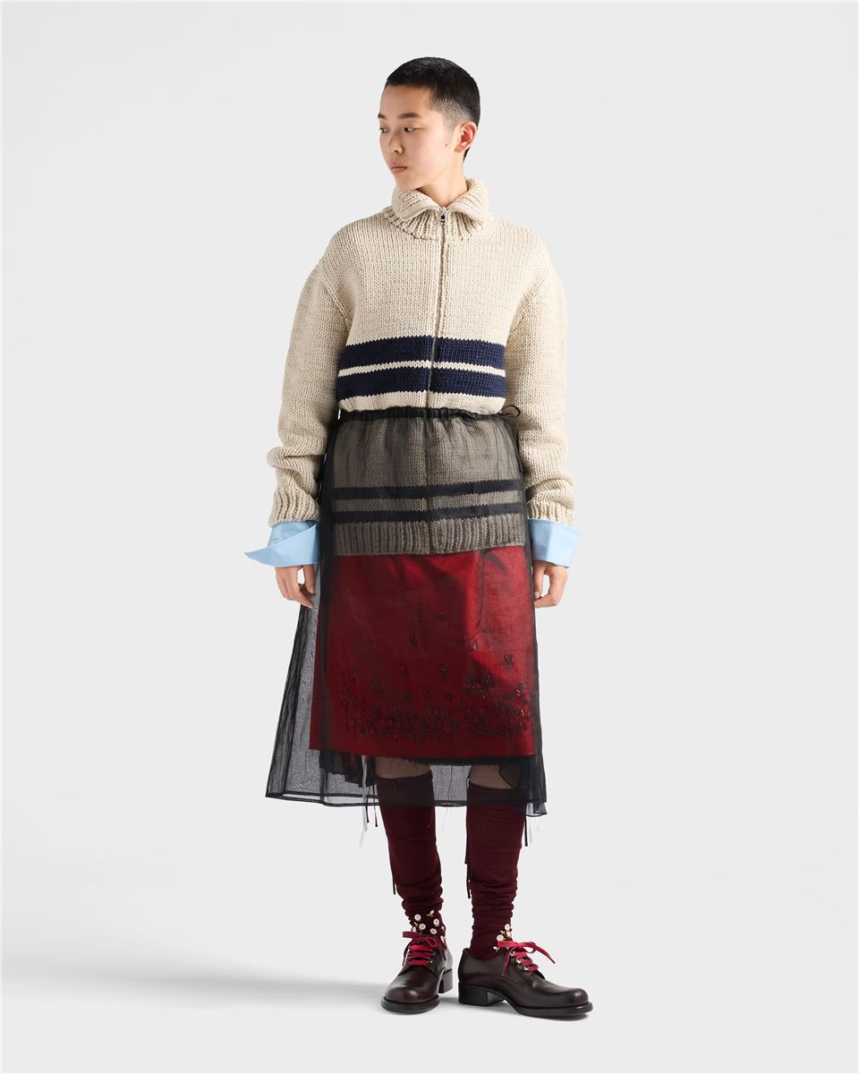 Wool zipper cardigan-PRADA-Verso