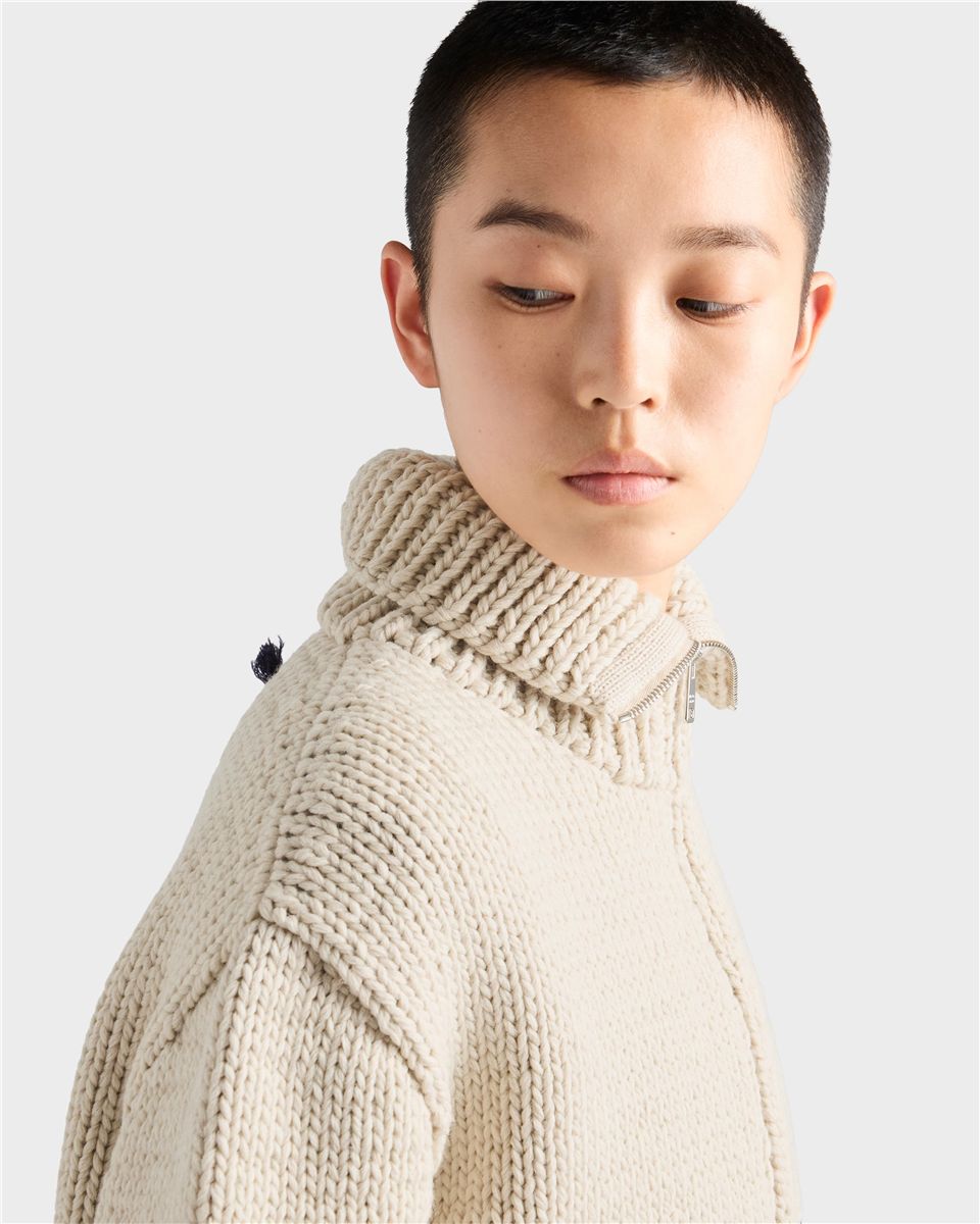 Wool zipper cardigan-PRADA-Verso
