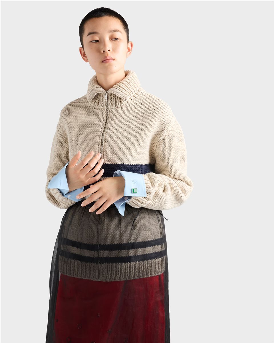 Wool zipper cardigan-PRADA-Verso
