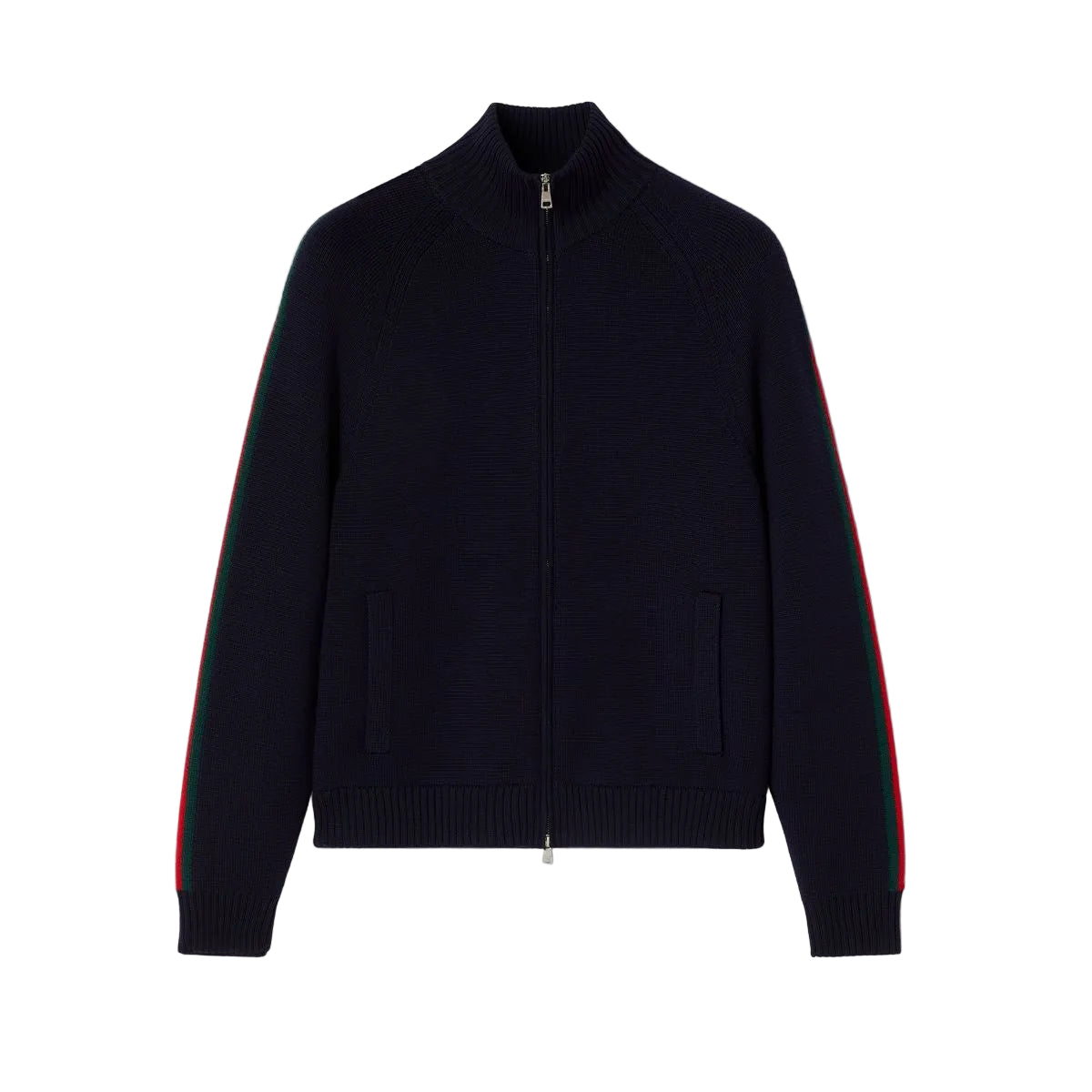 Woven stitch knit wool zip jacket-GUCCI-Verso