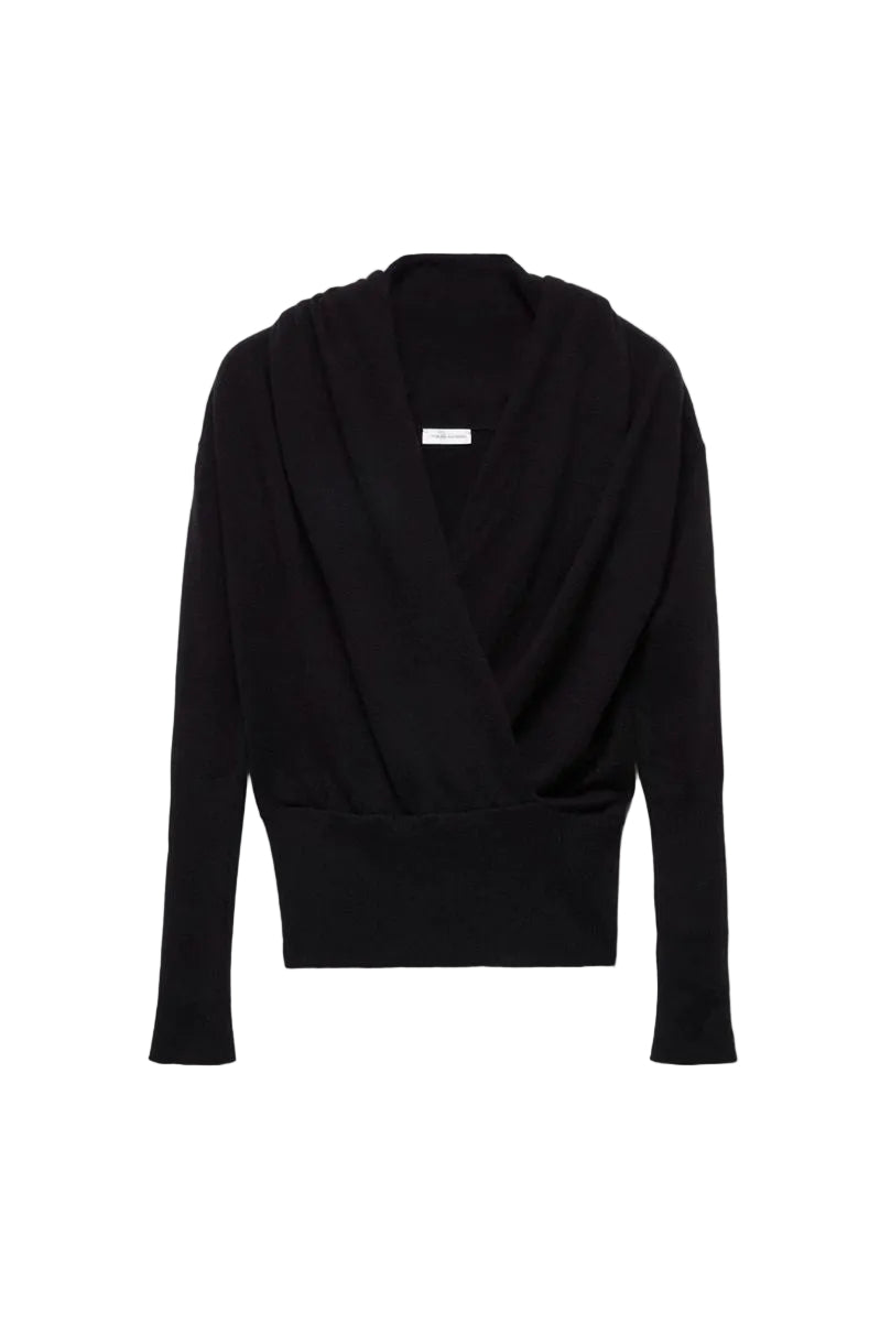 Wrap v-neck sweater in wool