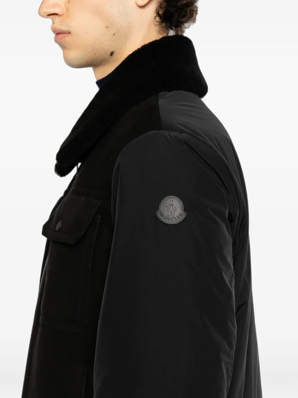 Shearling-collar panelled jacket-MONCLER-Verso