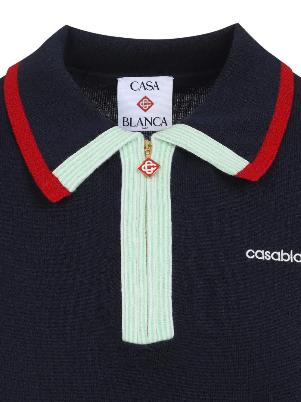 Zip-fastening logo-embroidered polo shirt-CASABLANCA-Verso