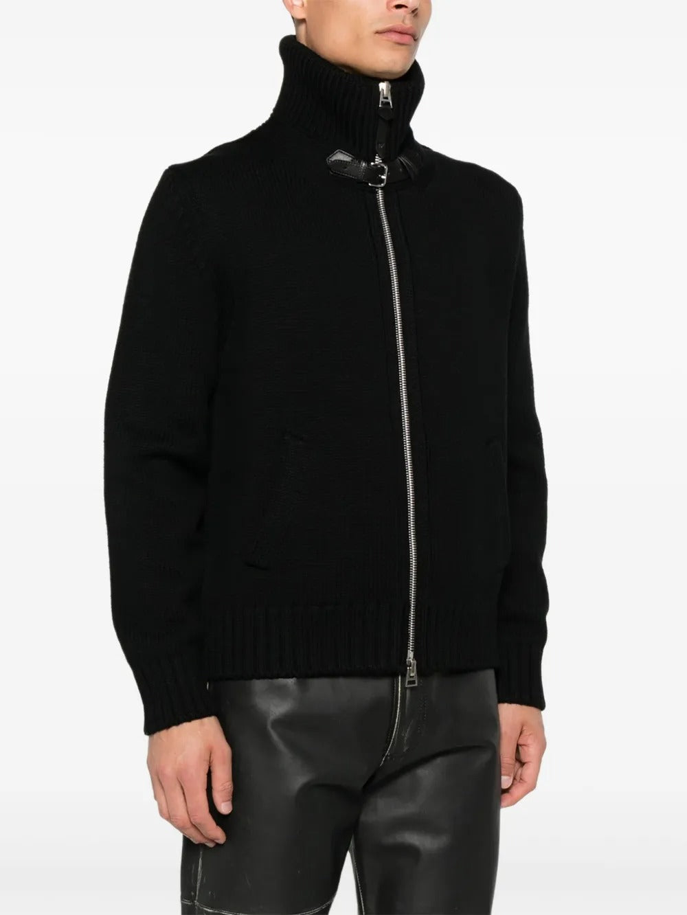 Zip-front ribbed wool jacket-TOM FORD-Verso