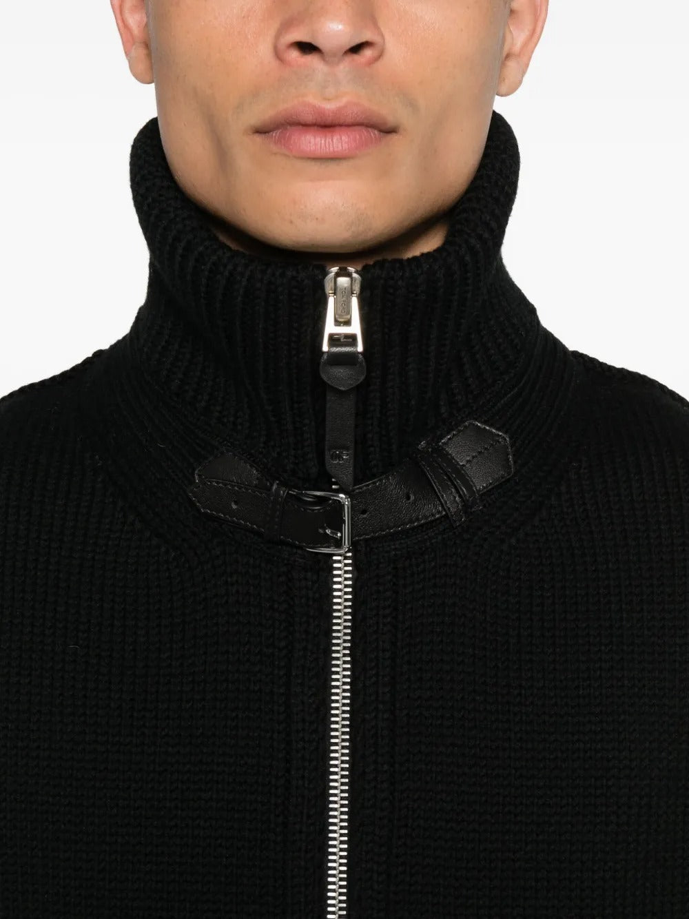Zip-front ribbed wool jacket-TOM FORD-Verso