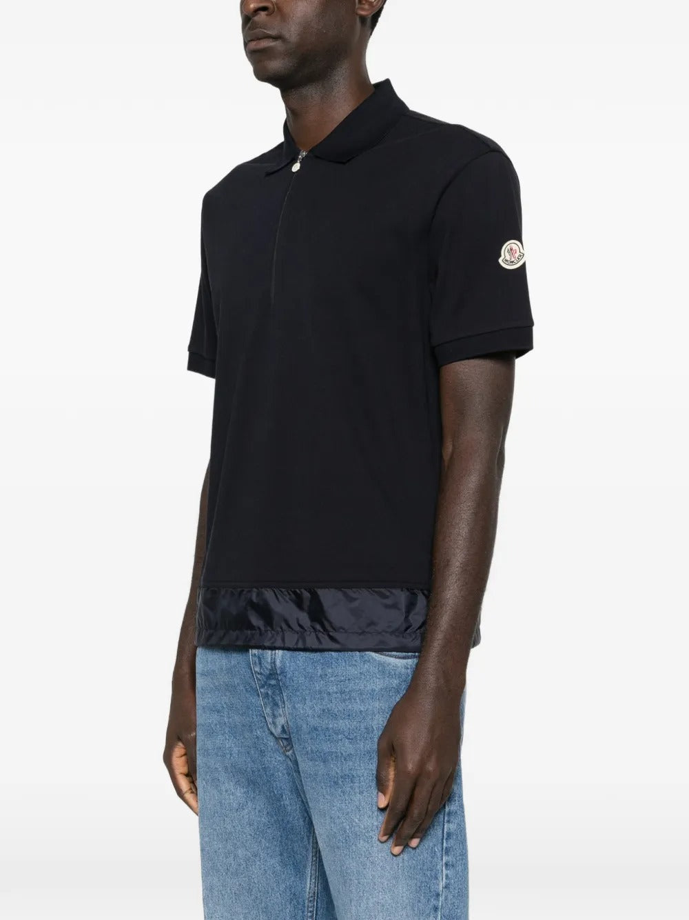 Zip piqué polo shirt-MONCLER-Verso