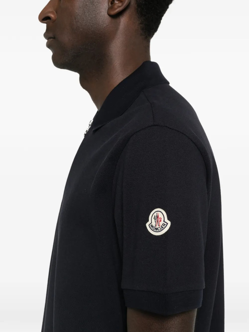 Zip piqué polo shirt-MONCLER-Verso