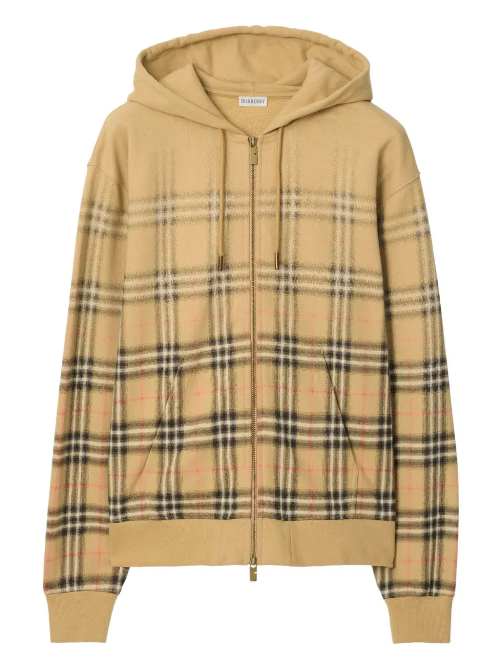 Zip-up hooded check-pattern hoodie-BURBERRY-Verso