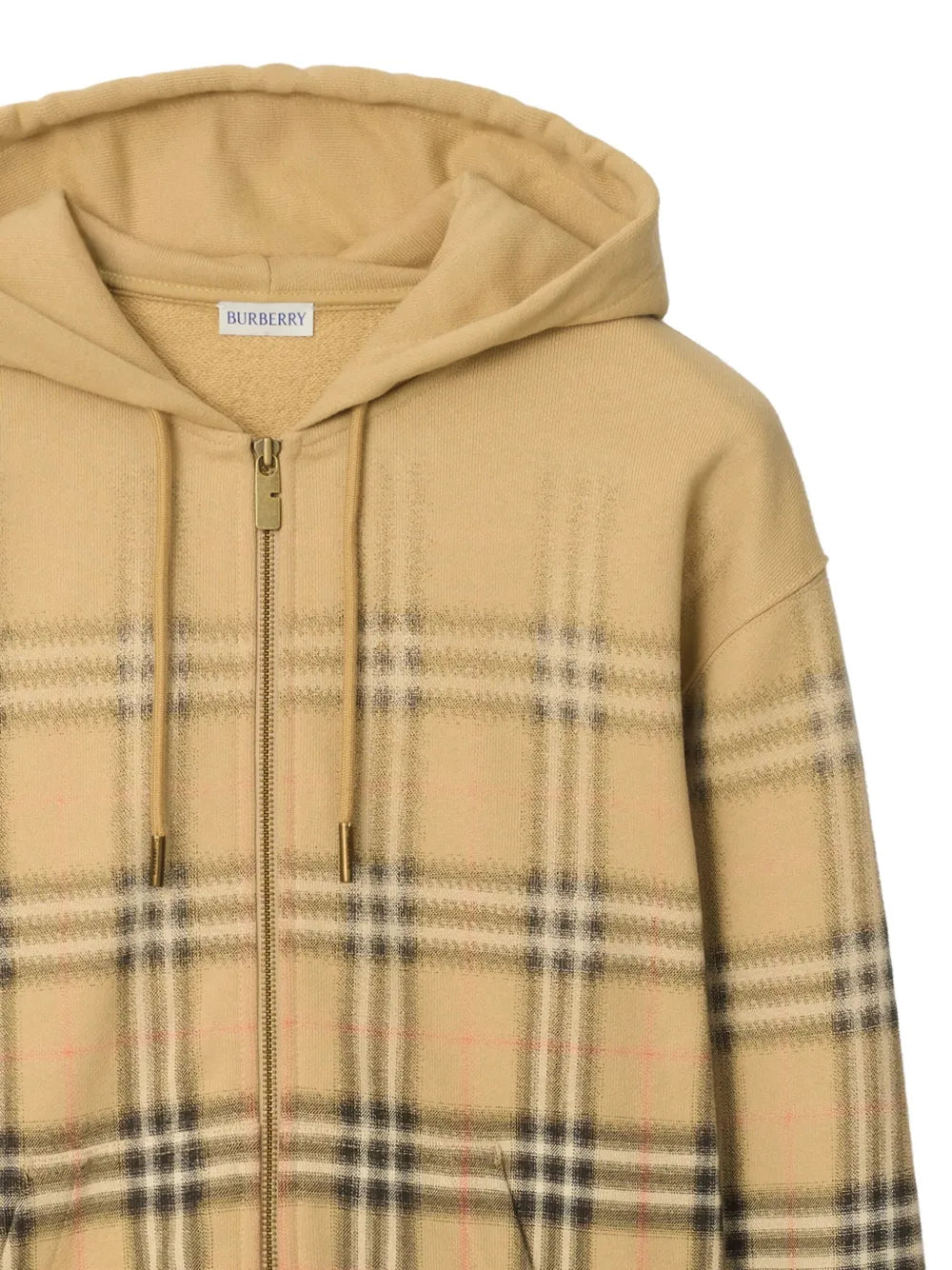 Zip-up hooded check-pattern hoodie-BURBERRY-Verso
