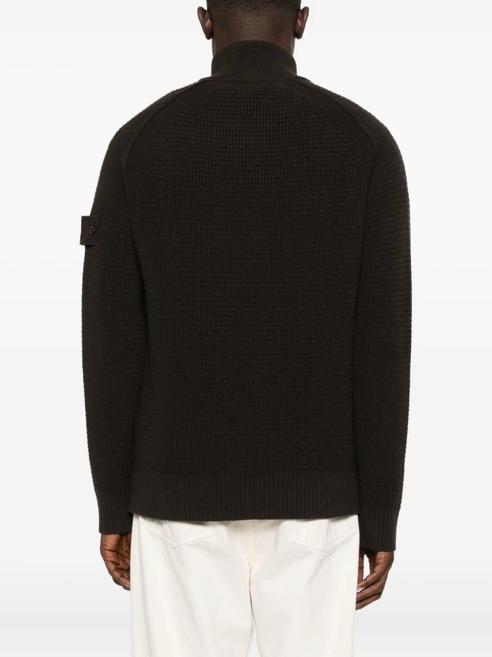 Zip-up Jumper with Raglan Sleeves and Ribbed Trims-STONE ISLAND-Verso