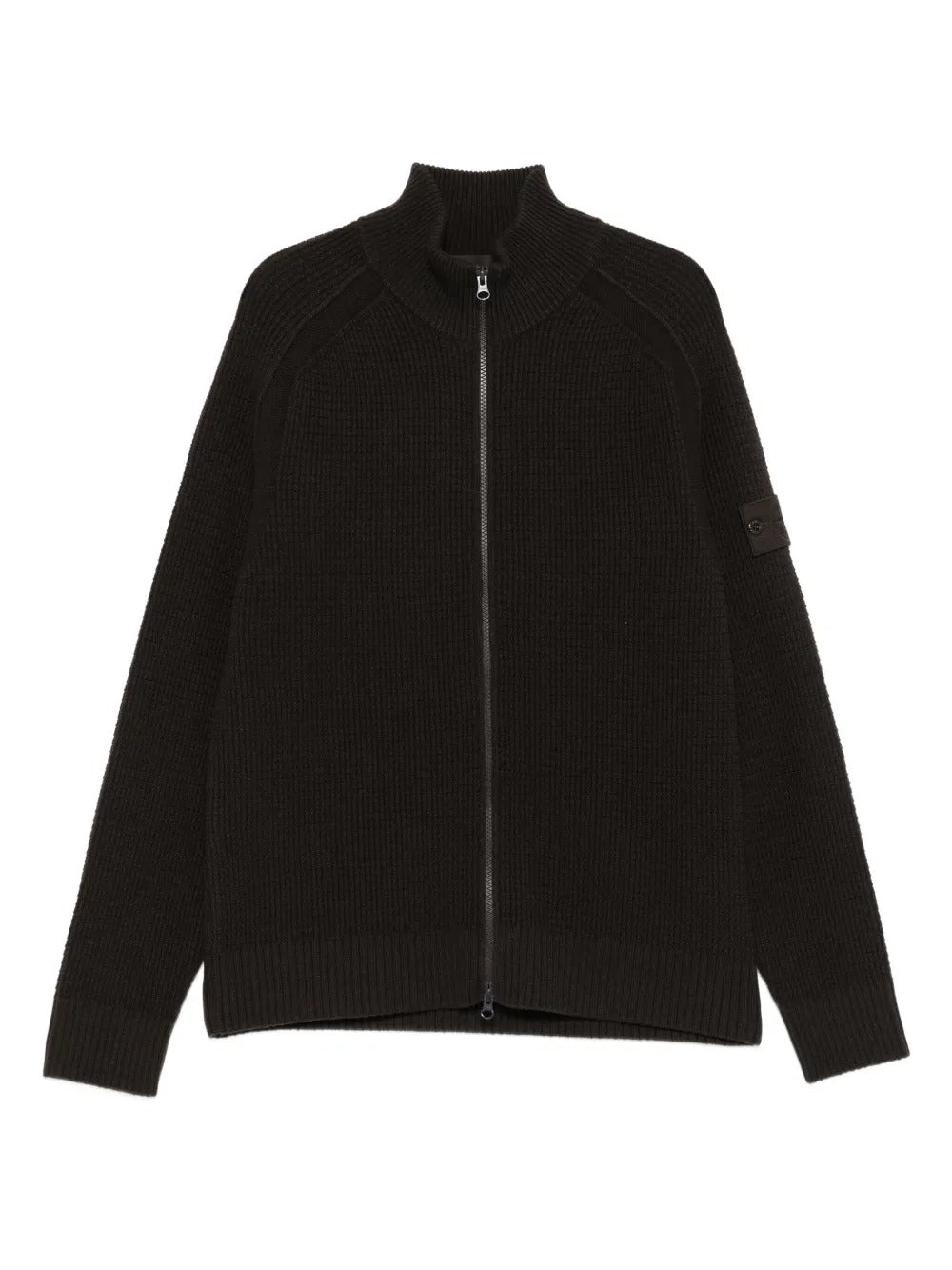 Zip-up Jumper with Raglan Sleeves and Ribbed Trims-STONE ISLAND-Verso