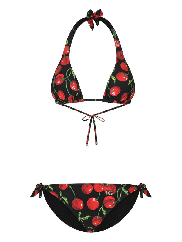 CHERRY-PRINT TRIANGLE-CUP BIKINI