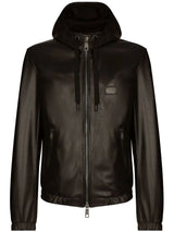 LEATHER HOODED JACKET