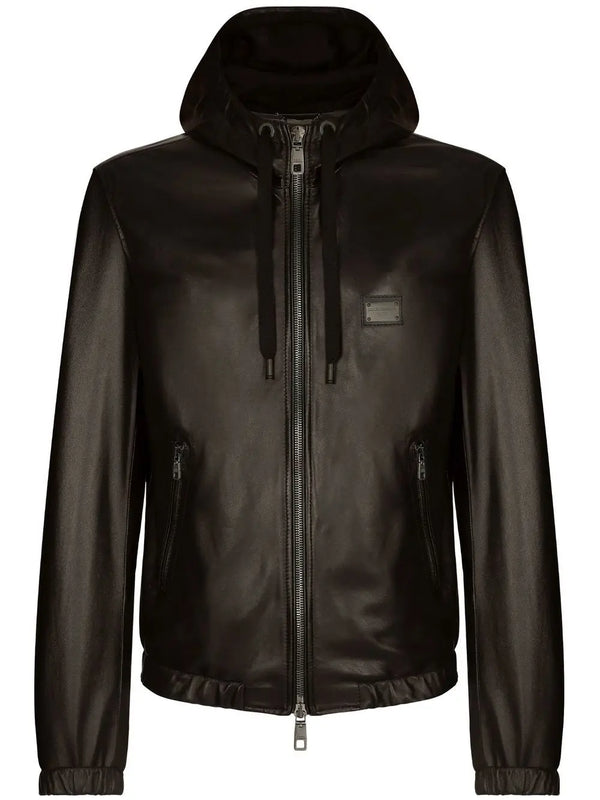 LEATHER HOODED JACKET