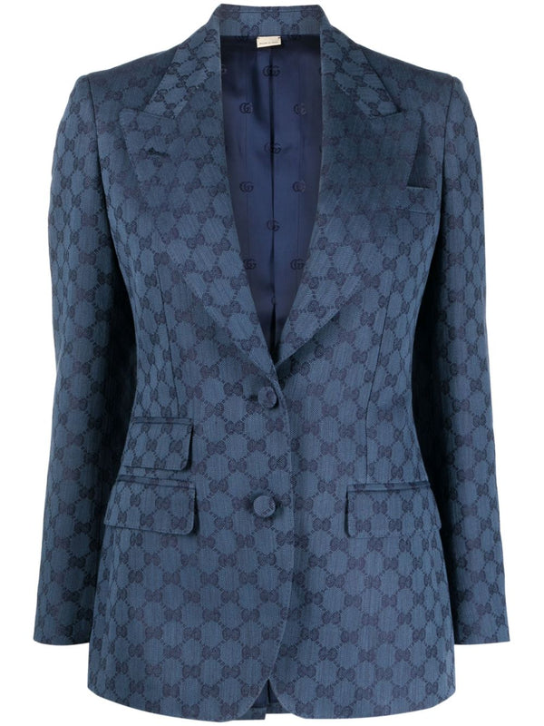 GG LOGO-JACQUARD SINGLE-BREAST BLAZER