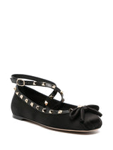 ROCKSTUD SATIN BALLERINA SHOES