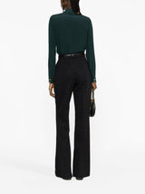 STRIPED WOOL-BLEND FLARED TROUSERS