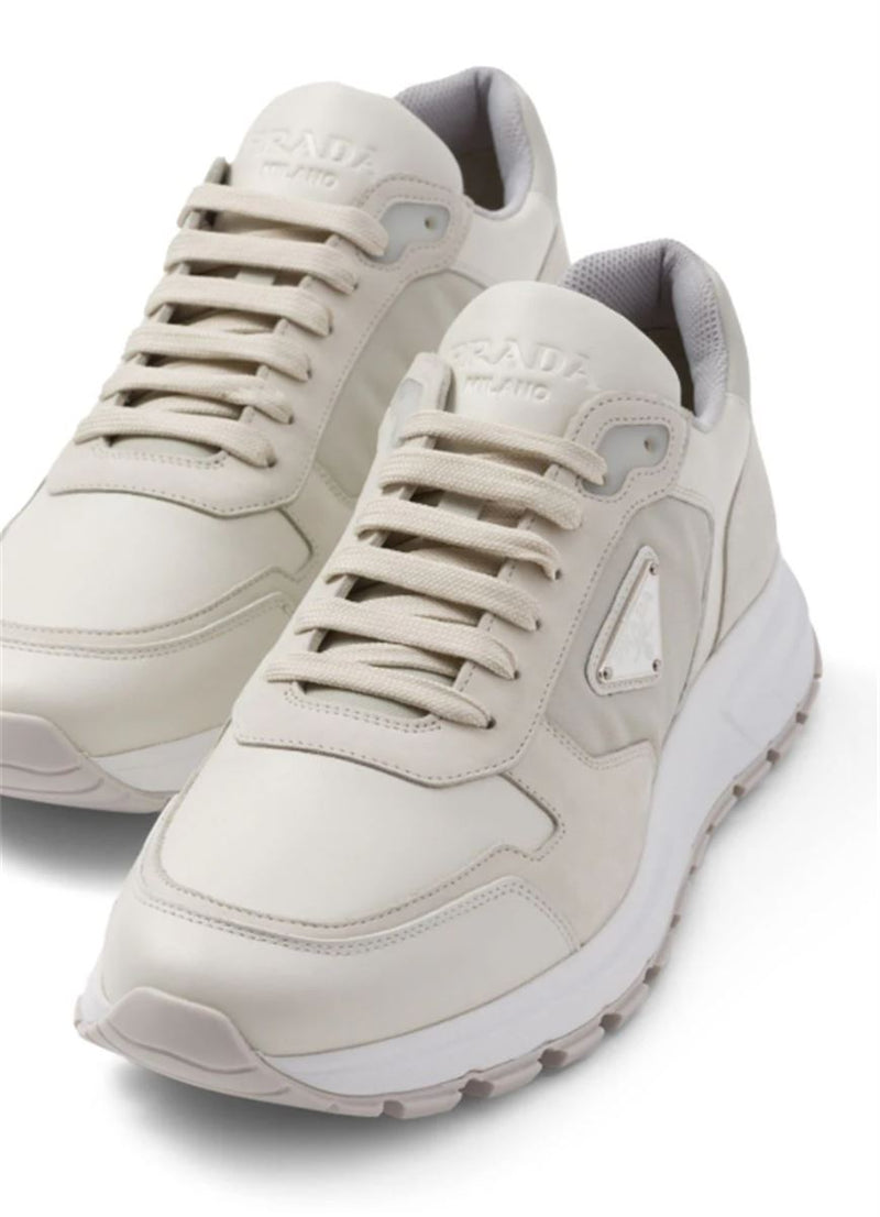 LOGO-PLAQUE HIGH-TOP LEATHER SNEAKERS