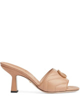 MATELASSÉ-EFFECT LEATHER MULES