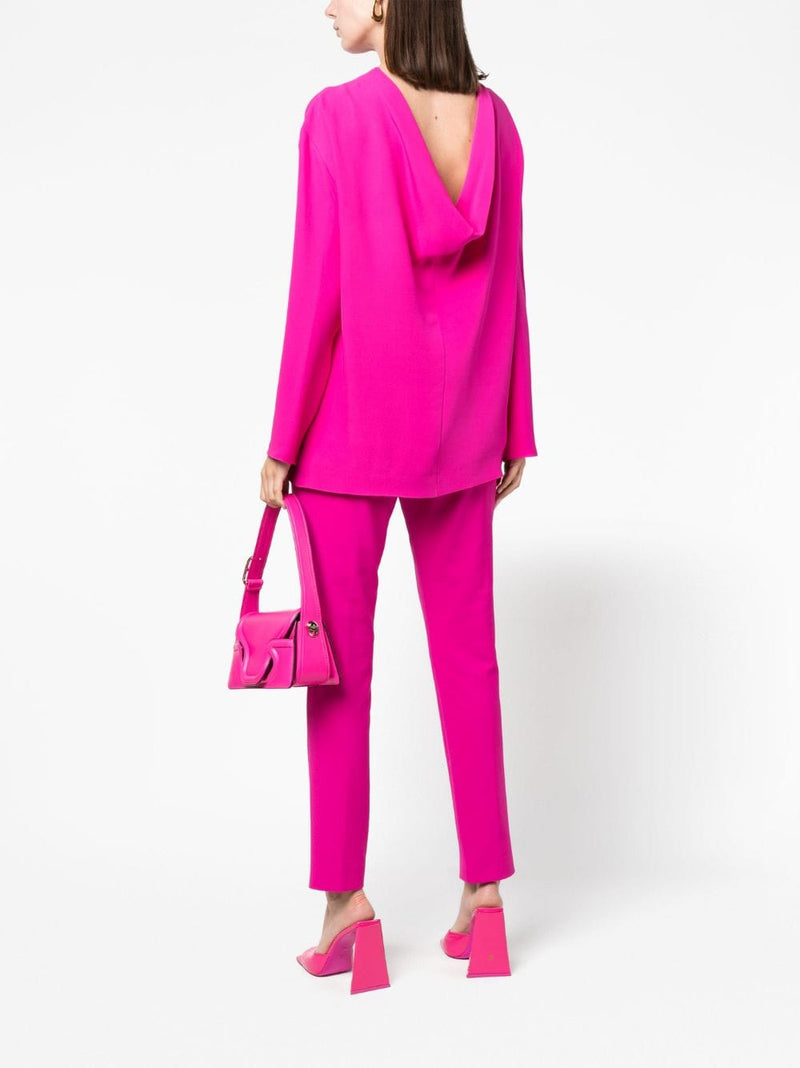 DRAPED-BACK SILK BLOUSE