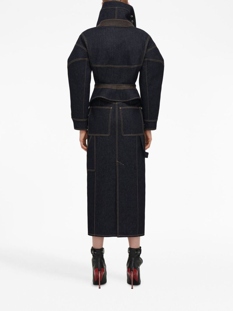 HIGH-WAISTED DENIM MIDI SKIRT