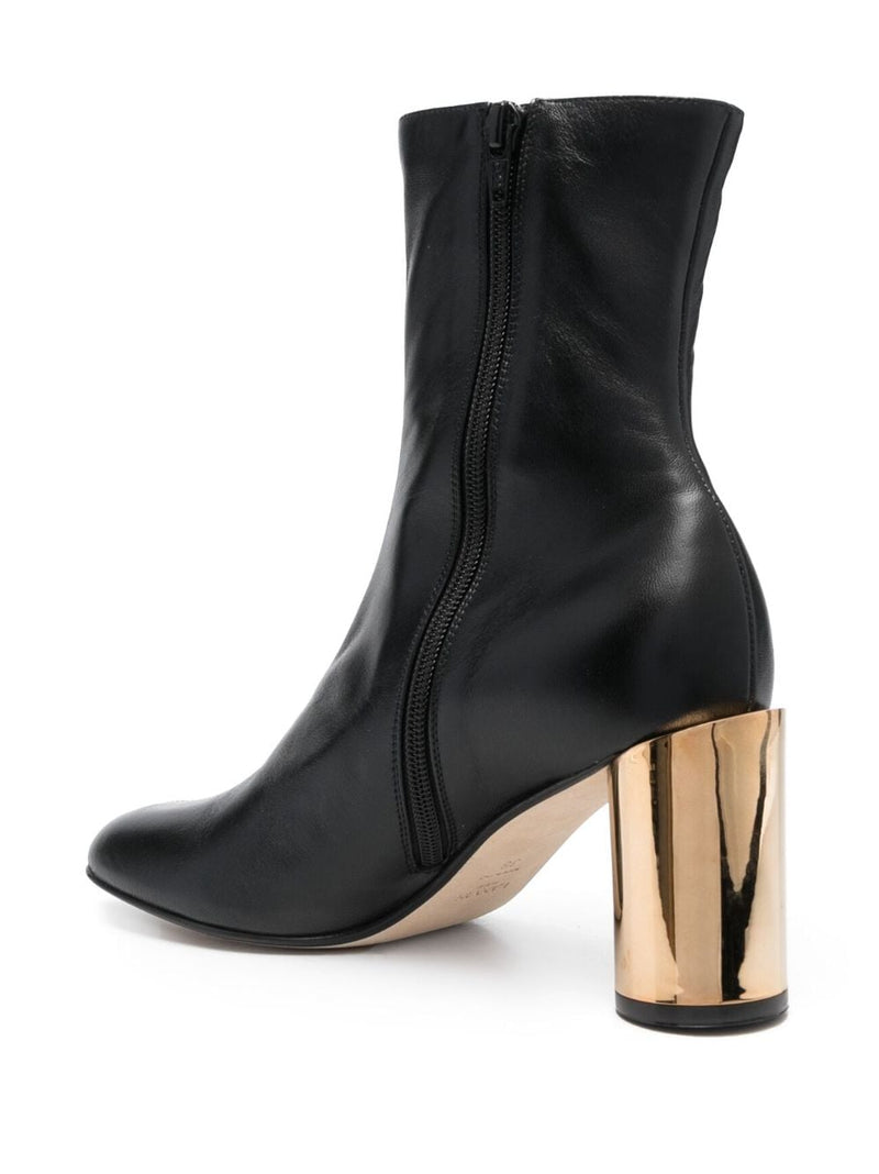 75MM ROUND-TOE LEATHER BOOTS