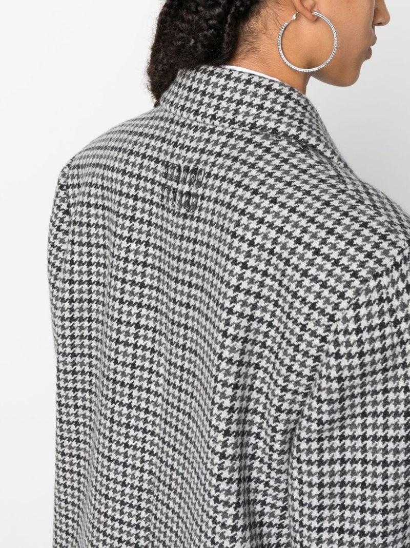HOUNDSTOOTH-PATTERN VIRGIN-WOOL COAT