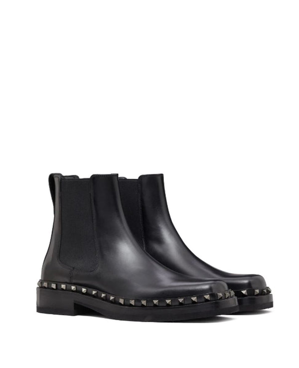 M-WAY ROCKSTUD LEATHER ANKLE BOOTS