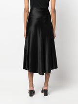 SATIN-FINISH DRAPED MIDI SKIRT