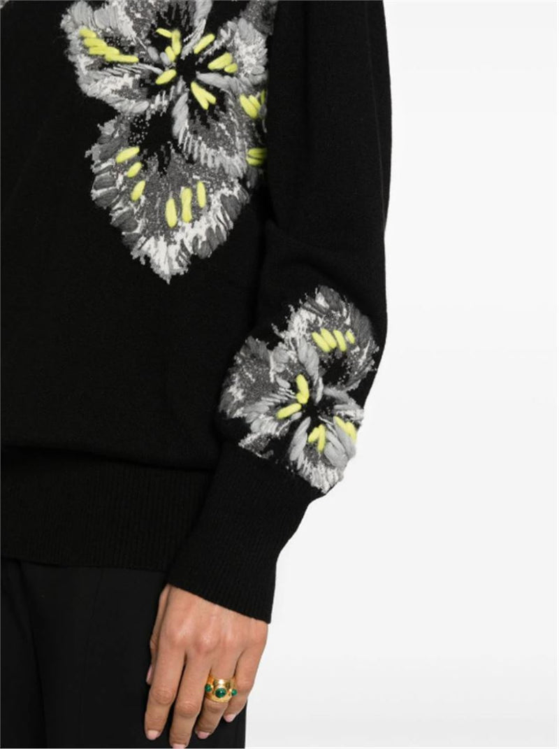PATTERNED INTARSIA-KNIT CASHMERE-BLEND JUMPER