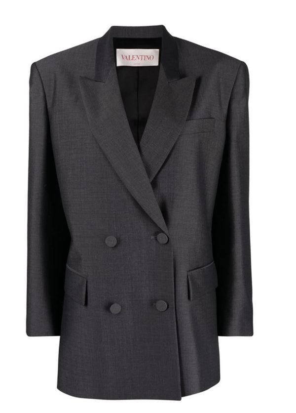 DOUBLE-BREASTED WOOL-BLEND BLAZER
