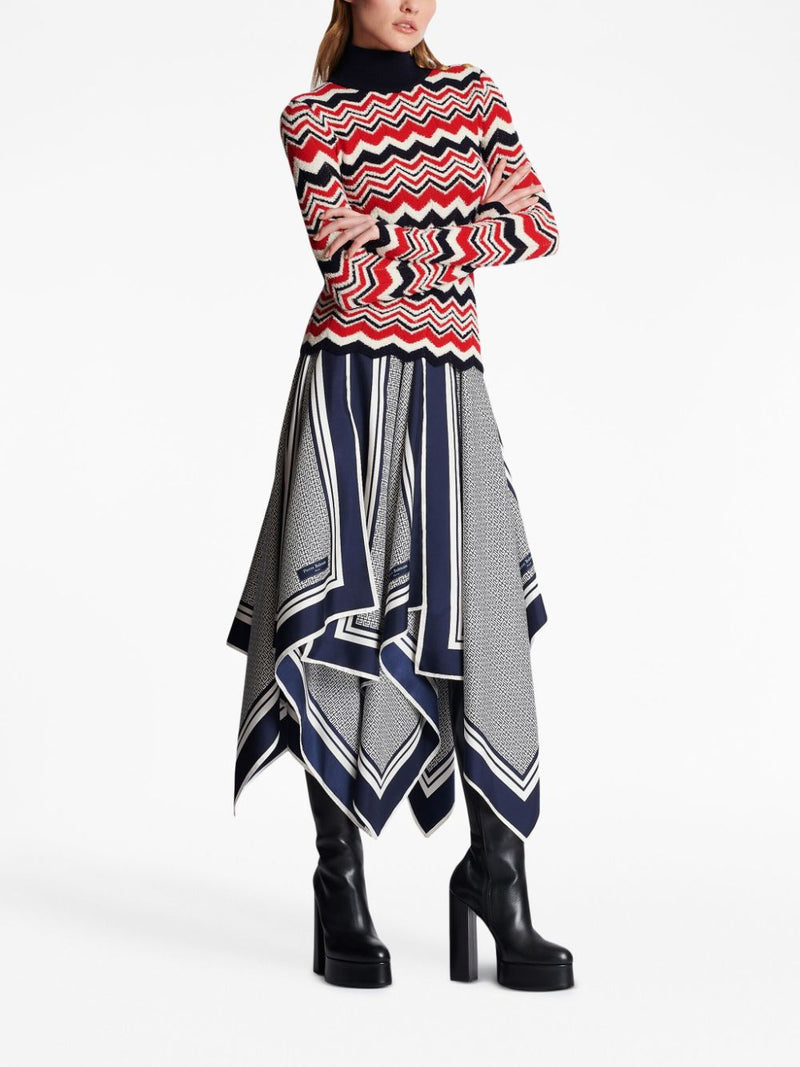 CHEVRON-KNIT ROLL-NECK JUMPER