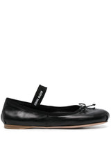 LOGO-PRINT LEATHER BALLERINA SHOES
