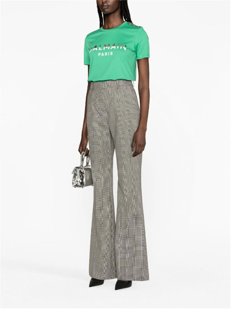 PLAID-CHECK TAILORED TROUSERS