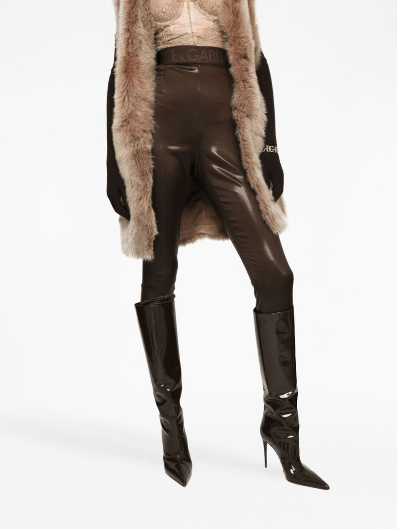 LOGO-WAISTBAND SATIN LEGGINGS